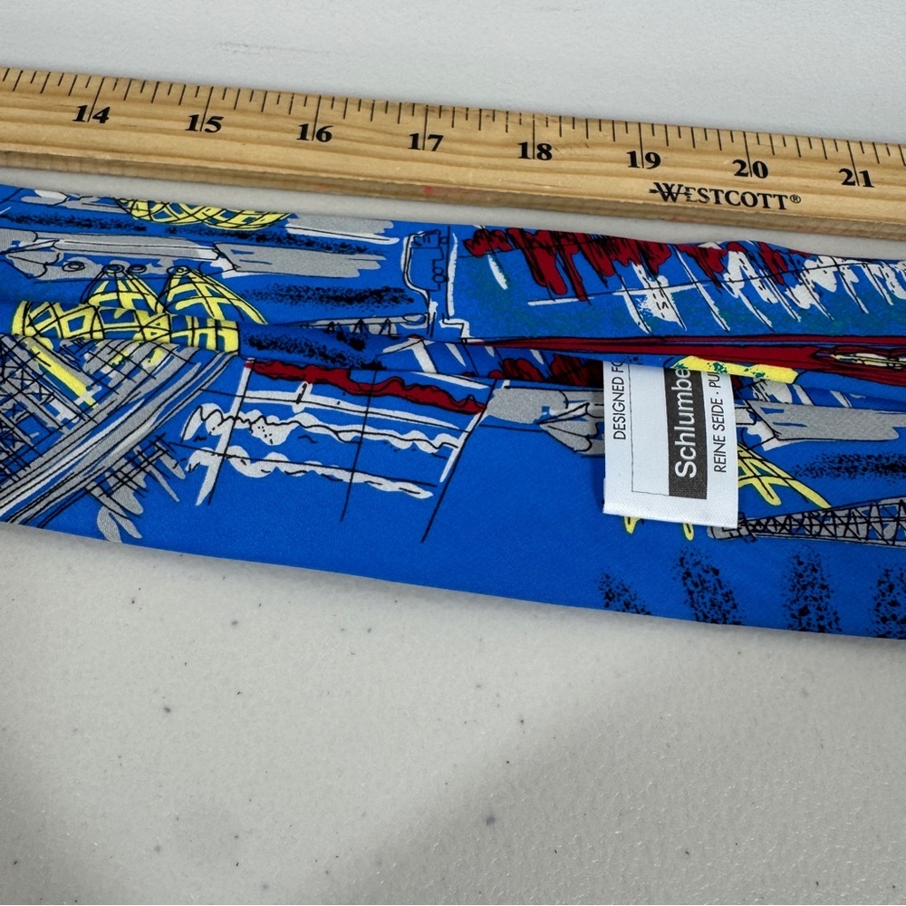 Schimberger Vienna Silk Tie Blue Novelty Architecture Designer Necktie Preppy - Picture 8 of 14